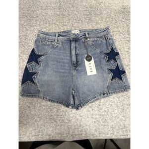 SAIGE Denim Star Shorts Light Wash Rigid Stretch XL NWT